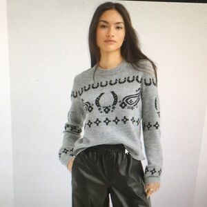 LOFT/HORSESHOE SWEATER IN”COBBLESTONE HEATHER”